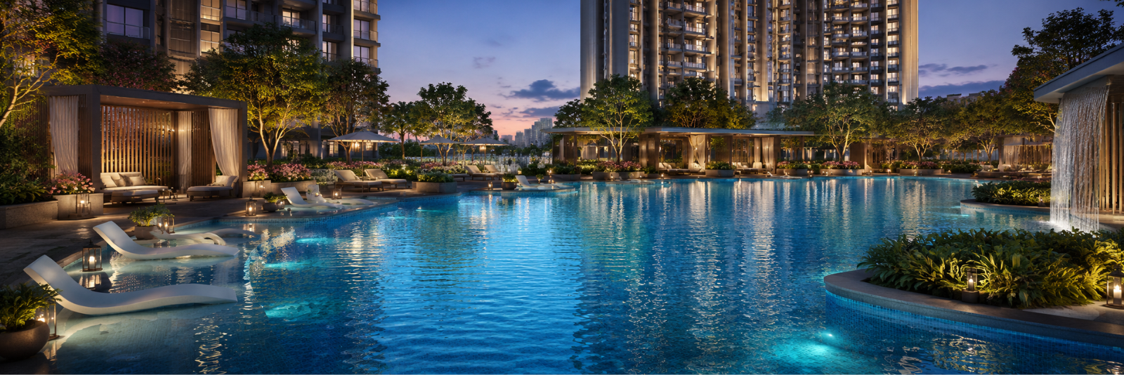 Luxury swimming pool and leisure amenities at M3M Skywalk Gurugram