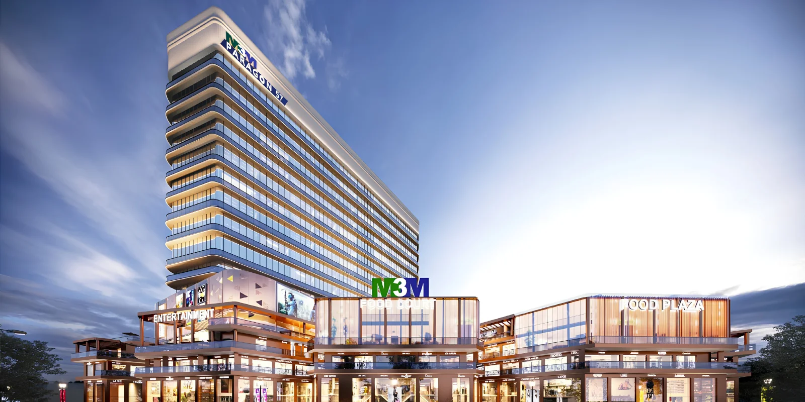 M3M Paragon 57 luxury interior and exterior perspective 1 in Sector 57 Gurugram
